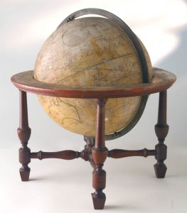 antique globe with wood table leg base